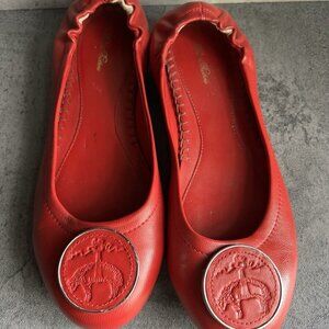 Brooks Brothers Leather Red Ballet Flats Women's Shoes Size 9
